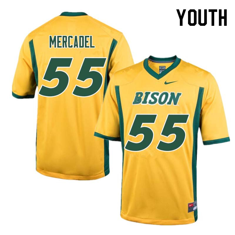 Youth #55 Aaron Mercadel North Dakota State Bison College Football Jerseys Sale-Yellow - Click Image to Close